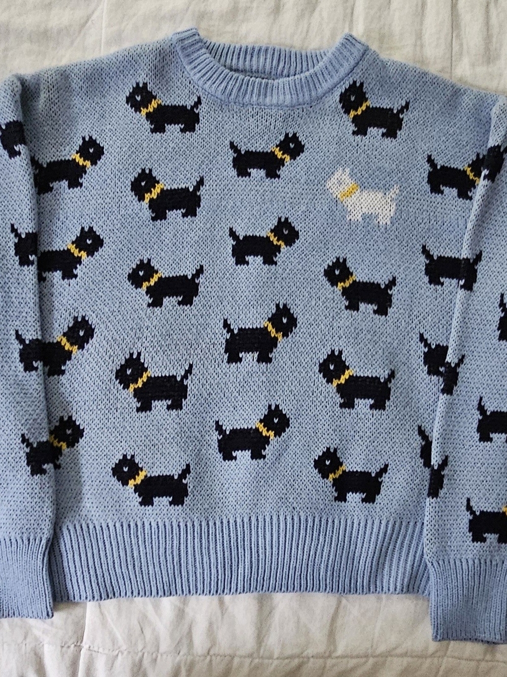 Netflix Stranger Things Scottie Dog Blue Crewneck Sweater Size M (8-10)